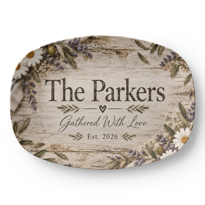 Personalized Rustic Farmhouse Serving Platter – Custom Family Name & Established Year Gift