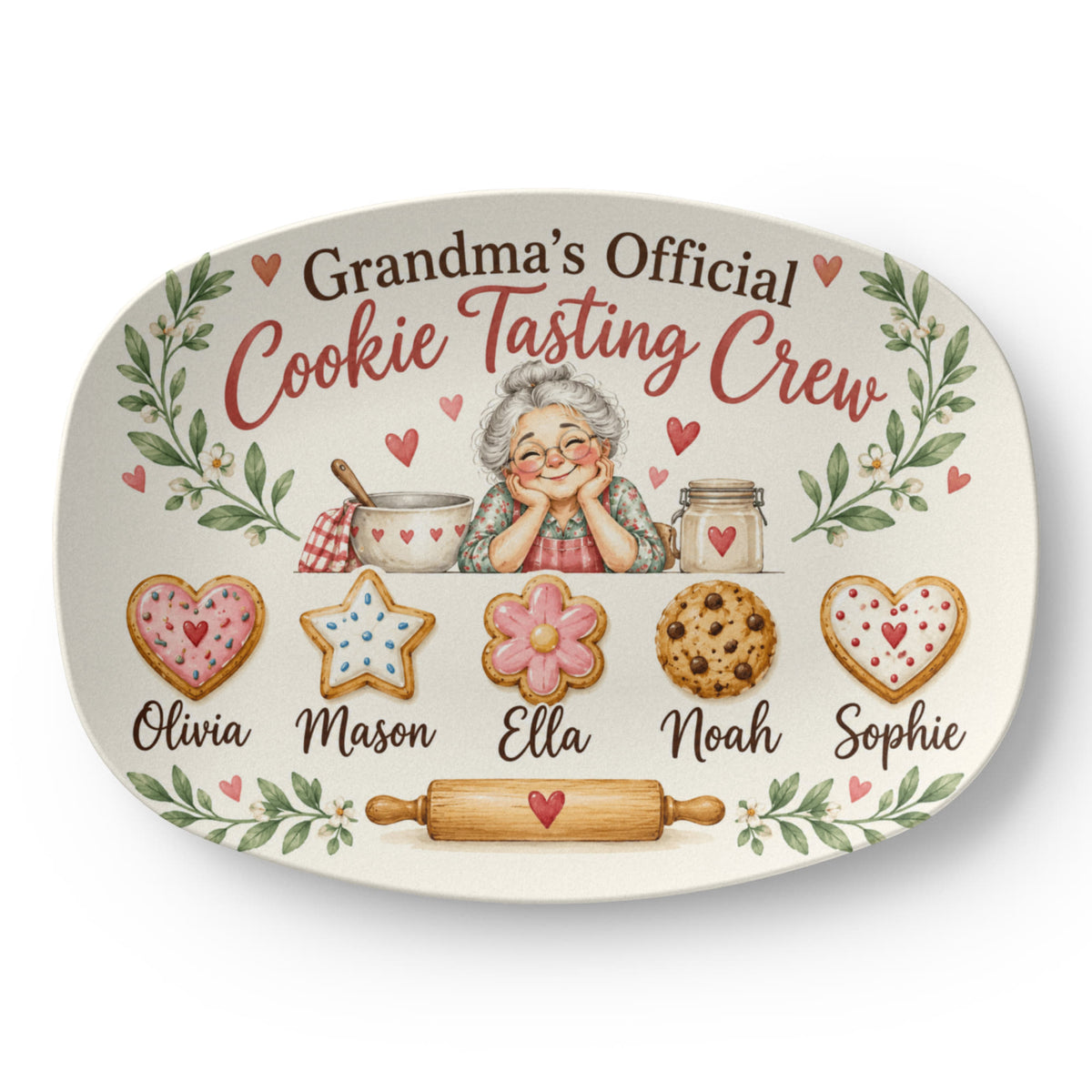 Personalized Grandma's Cookie Tasting Crew Platter – Custom Grandkids' Names