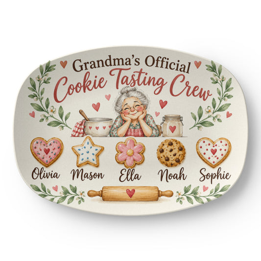 Personalized Grandma's Cookie Tasting Crew Platter – Custom Grandkids' Names