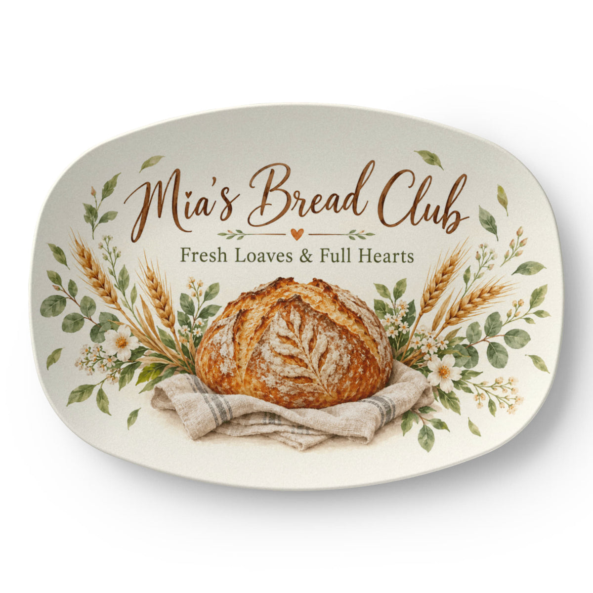 Personalized Sourdough Bread Club Serving Platter – Custom Name Gift for Bread Bakers