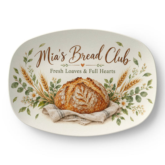 Personalized Sourdough Bread Club Serving Platter – Custom Name Gift for Bread Bakers