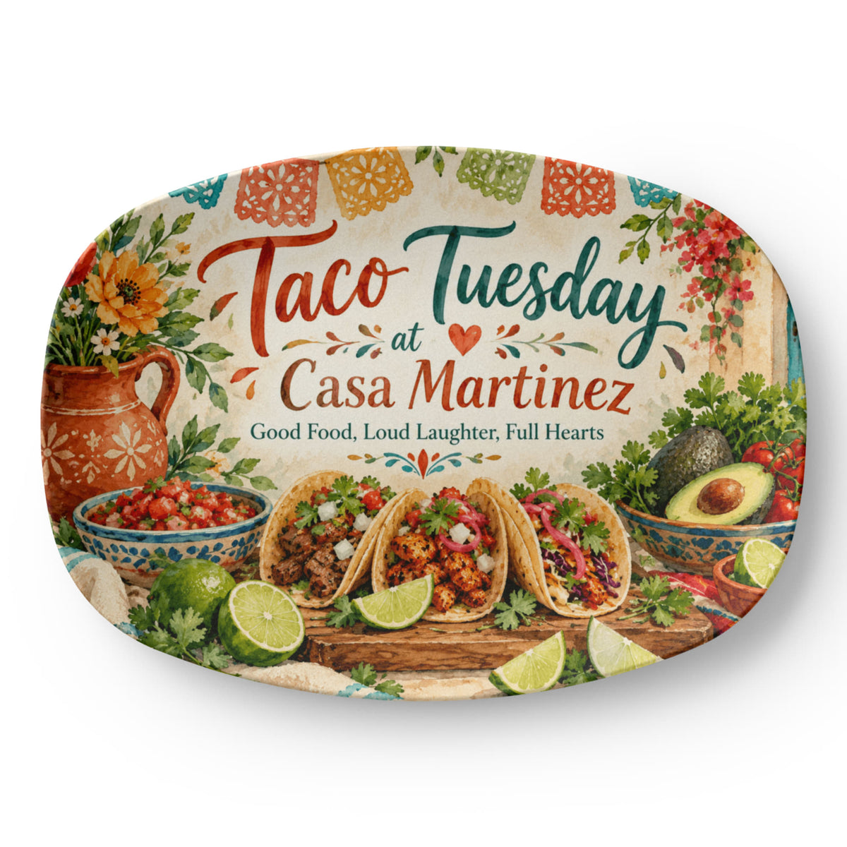 Custom Taco Tuesday Serving Platter –  Family Name Fiesta & Mexican Food Lover Gift