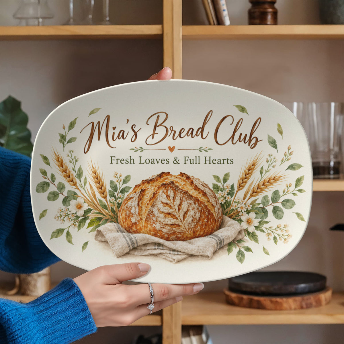 Personalized Sourdough Bread Club Serving Platter – Custom Name Gift for Bread Bakers