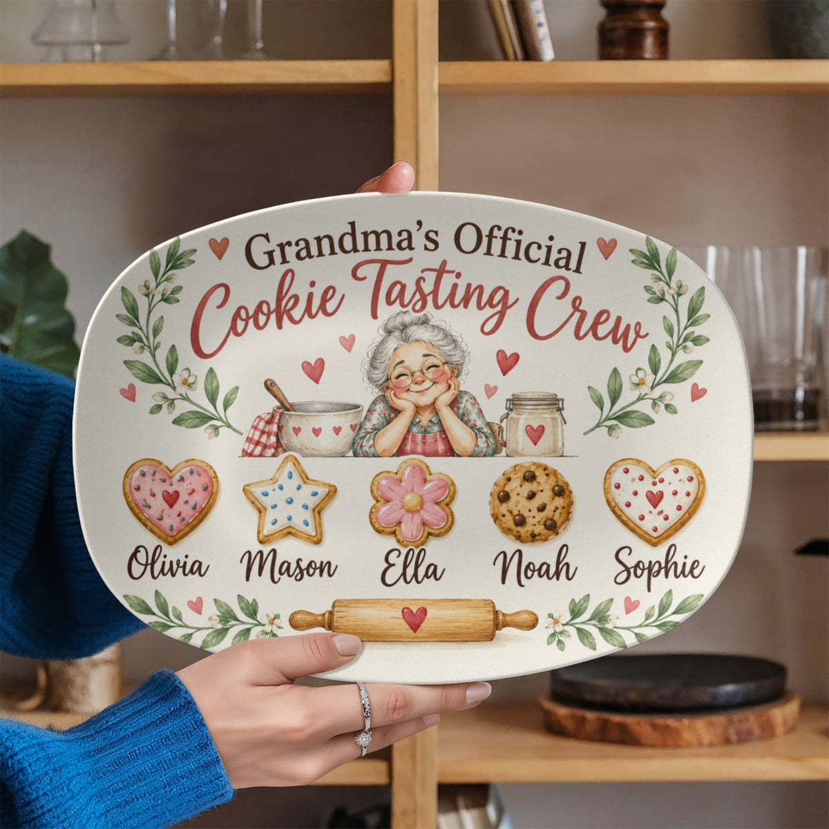 Personalized Grandma's Cookie Tasting Crew Platter – Custom Grandkids' Names