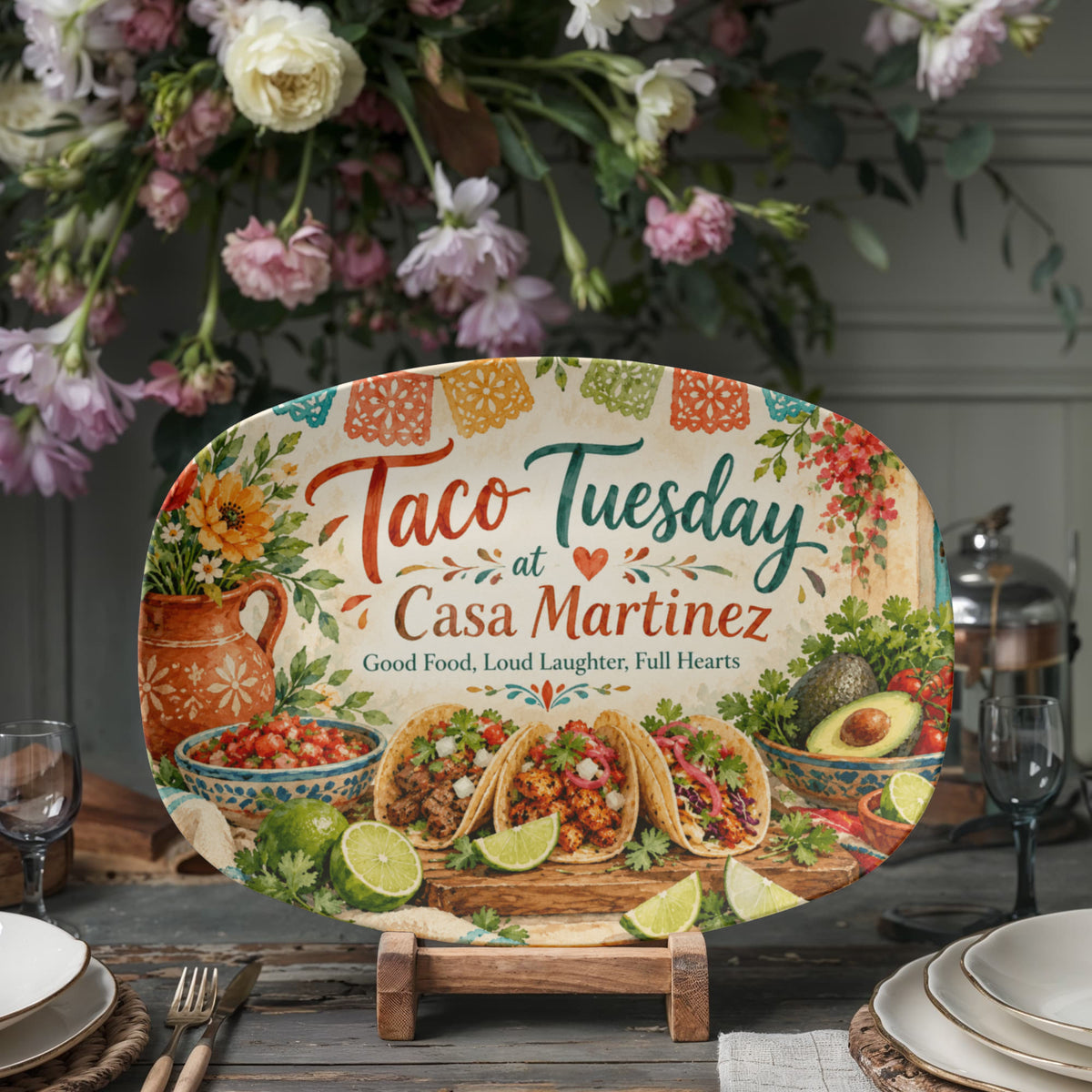 Custom Taco Tuesday Serving Platter – Family Name Fiesta & Mexican Food Lover Gift