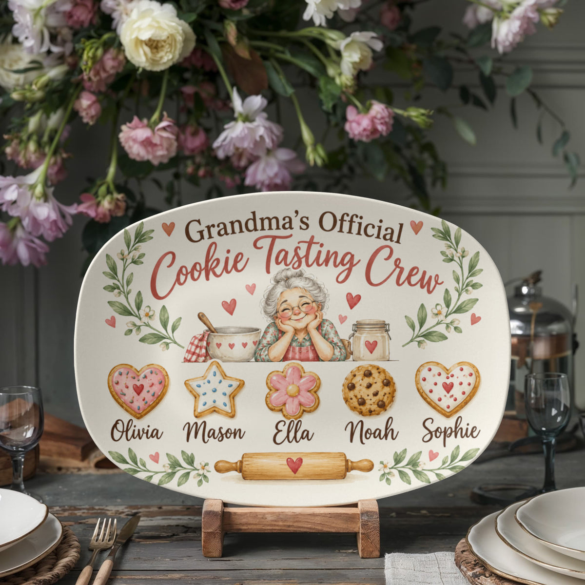 Personalized Grandma's Cookie Tasting Crew Platter – Custom Grandkids' Names