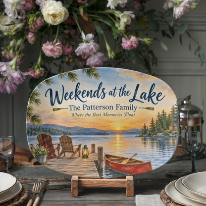 Personalized Lake House Serving Platter – Custom Family Name Cabin & Cottage Gift