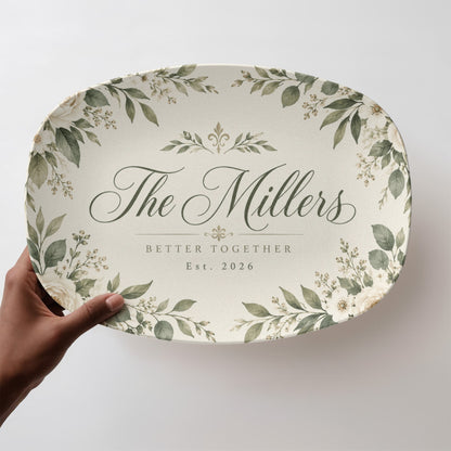 Personalized Better Together Floral Serving Platter – Custom Family Name & Established Year Wedding Gift