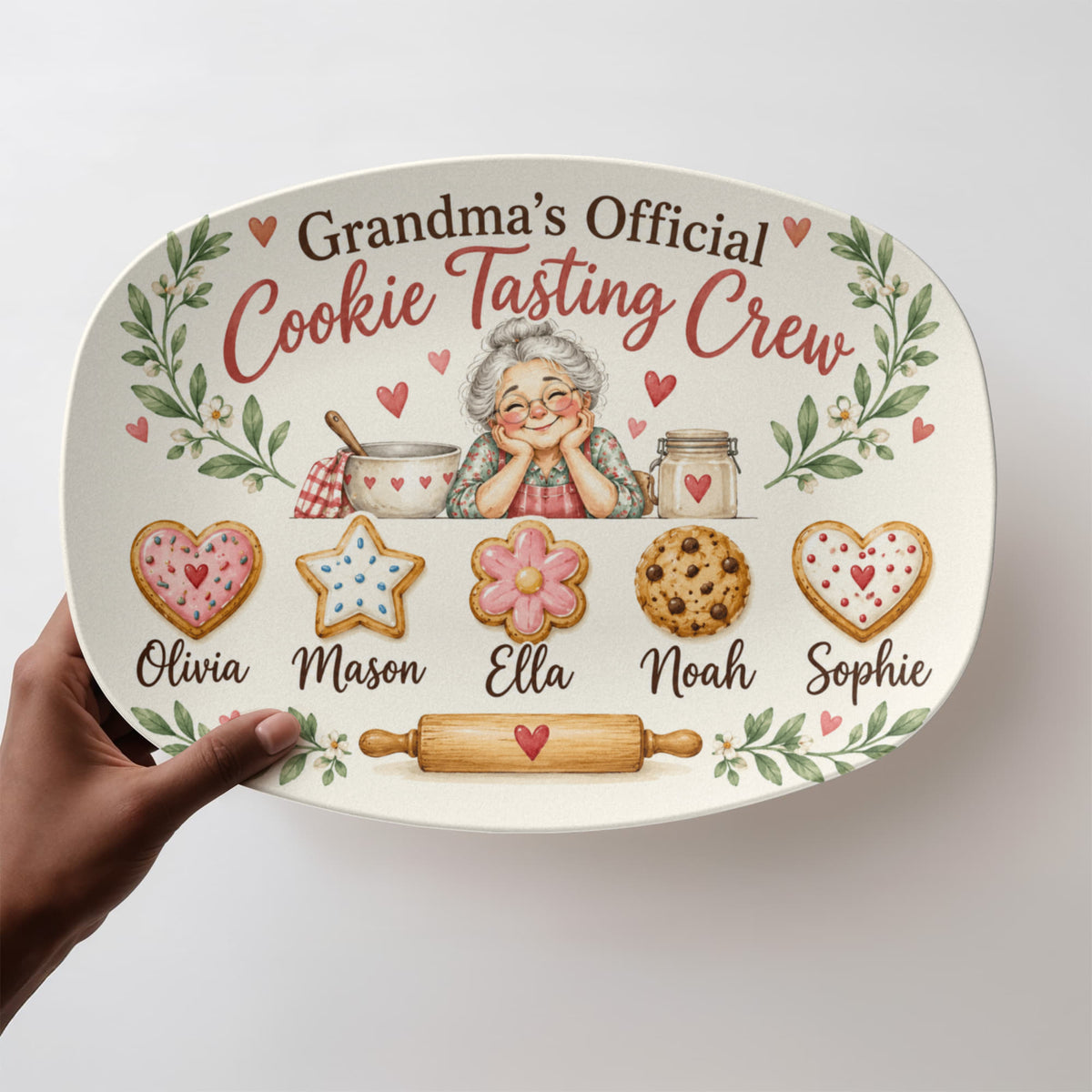 Personalized Grandma's Cookie Tasting Crew Platter – Custom Grandkids' Names