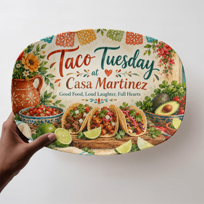 Custom Taco Tuesday Serving Platter – Family Name Fiesta & Mexican Food Lover Gift
