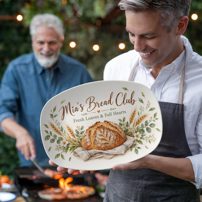 Personalized Sourdough Bread Club Serving Platter – Custom Name Gift for Bread Bakers
