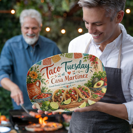 Custom Taco Tuesday Serving Platter – Family Name Fiesta & Mexican Food Lover Gift