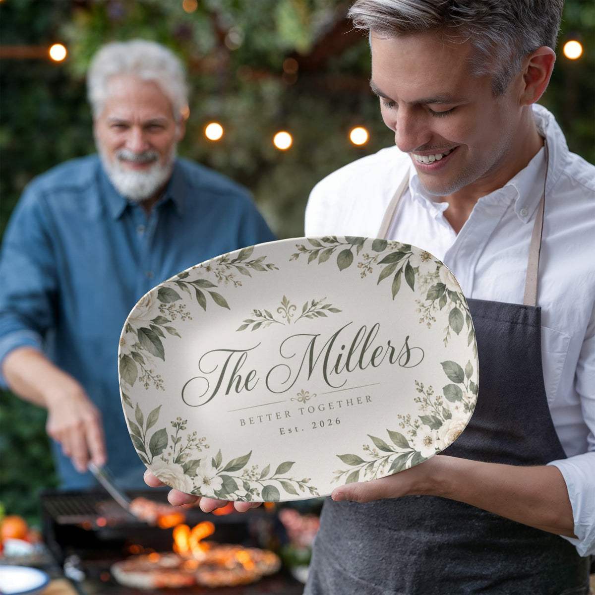 Personalized Better Together Floral Serving Platter – Custom Family Name & Established Year Wedding Gift