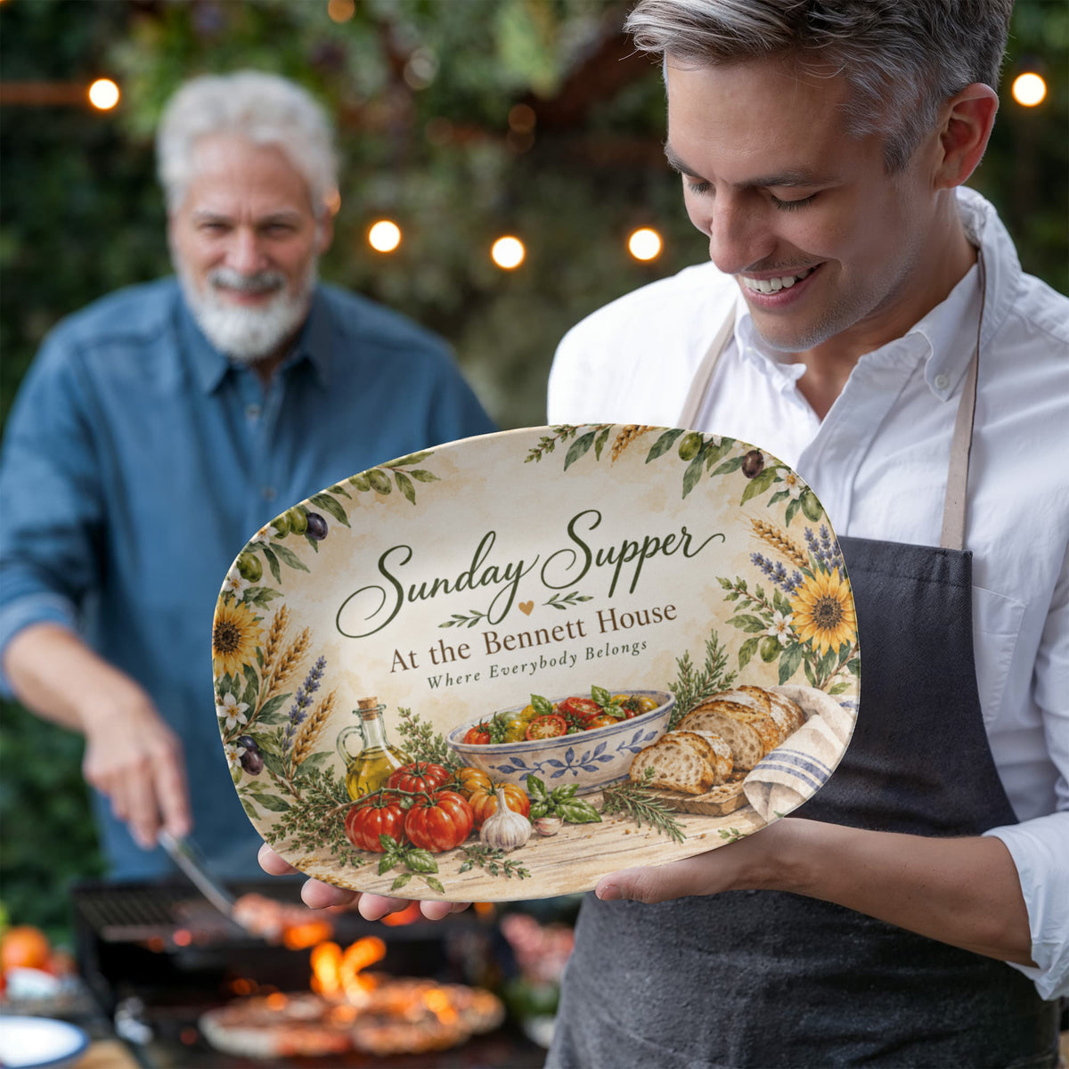 Personalized Sunday Supper Serving Platter – Custom Family Name Kitchen & Housewarming Gift