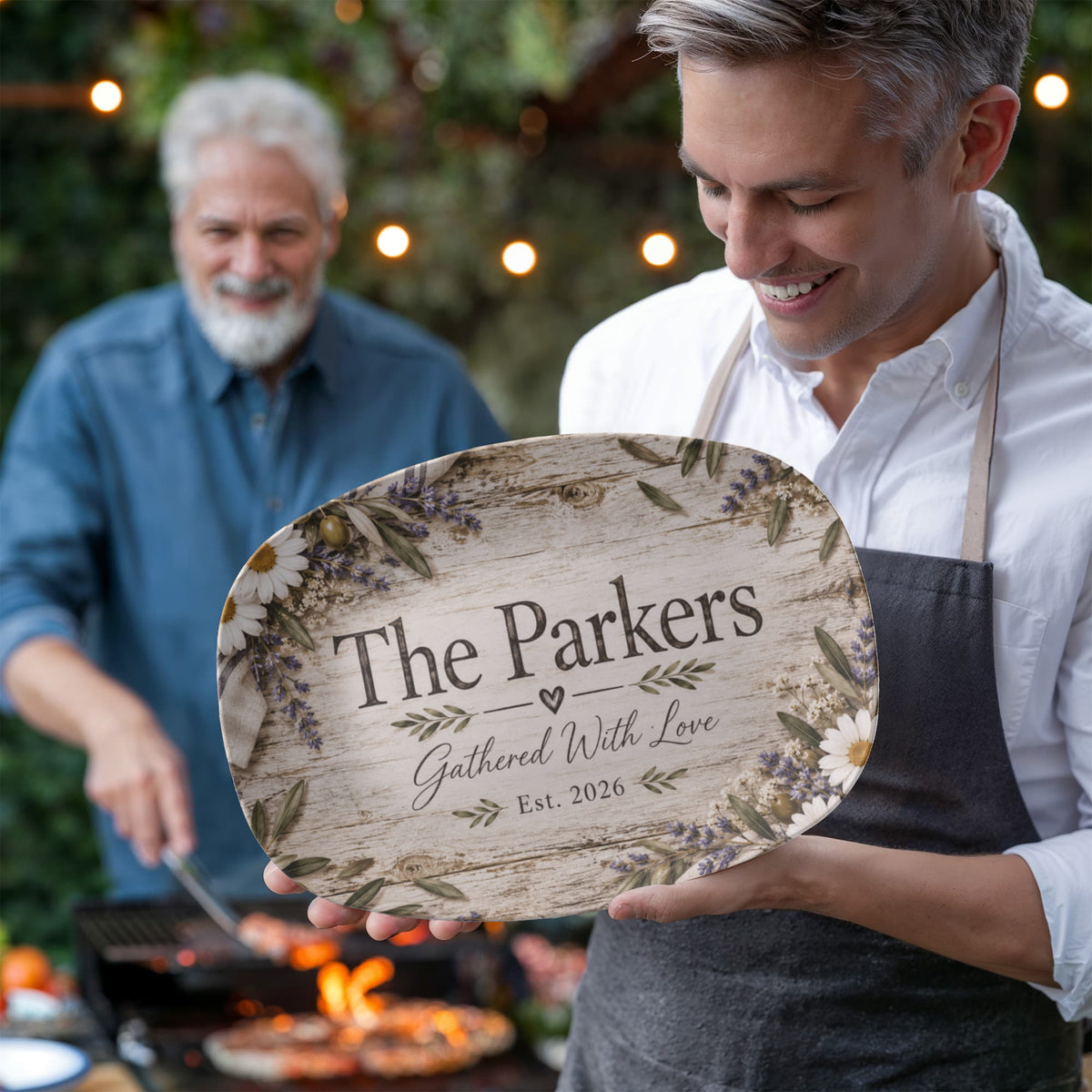 Personalized Rustic Farmhouse Serving Platter – Custom Family Name & Established Year Gift