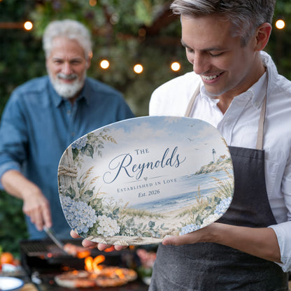 Personalized Coastal Family Name Serving Platter – Beach House, Wedding & Anniversary Gift