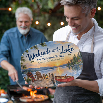 Personalized Lake House Serving Platter – Custom Family Name Cabin & Cottage Gift