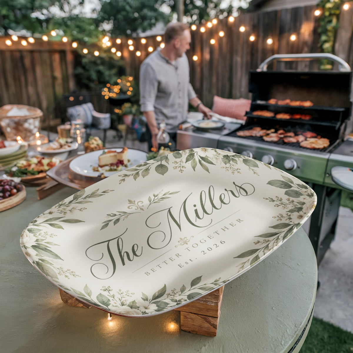 Personalized Better Together Floral Serving Platter – Custom Family Name & Established Year Wedding Gift