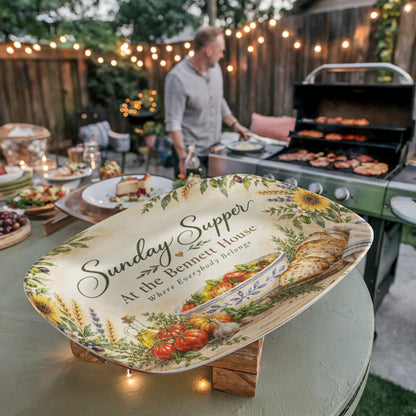 Personalized Sunday Supper Serving Platter – Custom Family Name Kitchen & Housewarming Gift