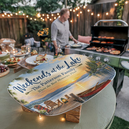 Personalized Lake House Serving Platter – Custom Family Name Cabin & Cottage Gift