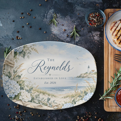 Personalized Coastal Family Name Serving Platter – Beach House, Wedding & Anniversary Gift
