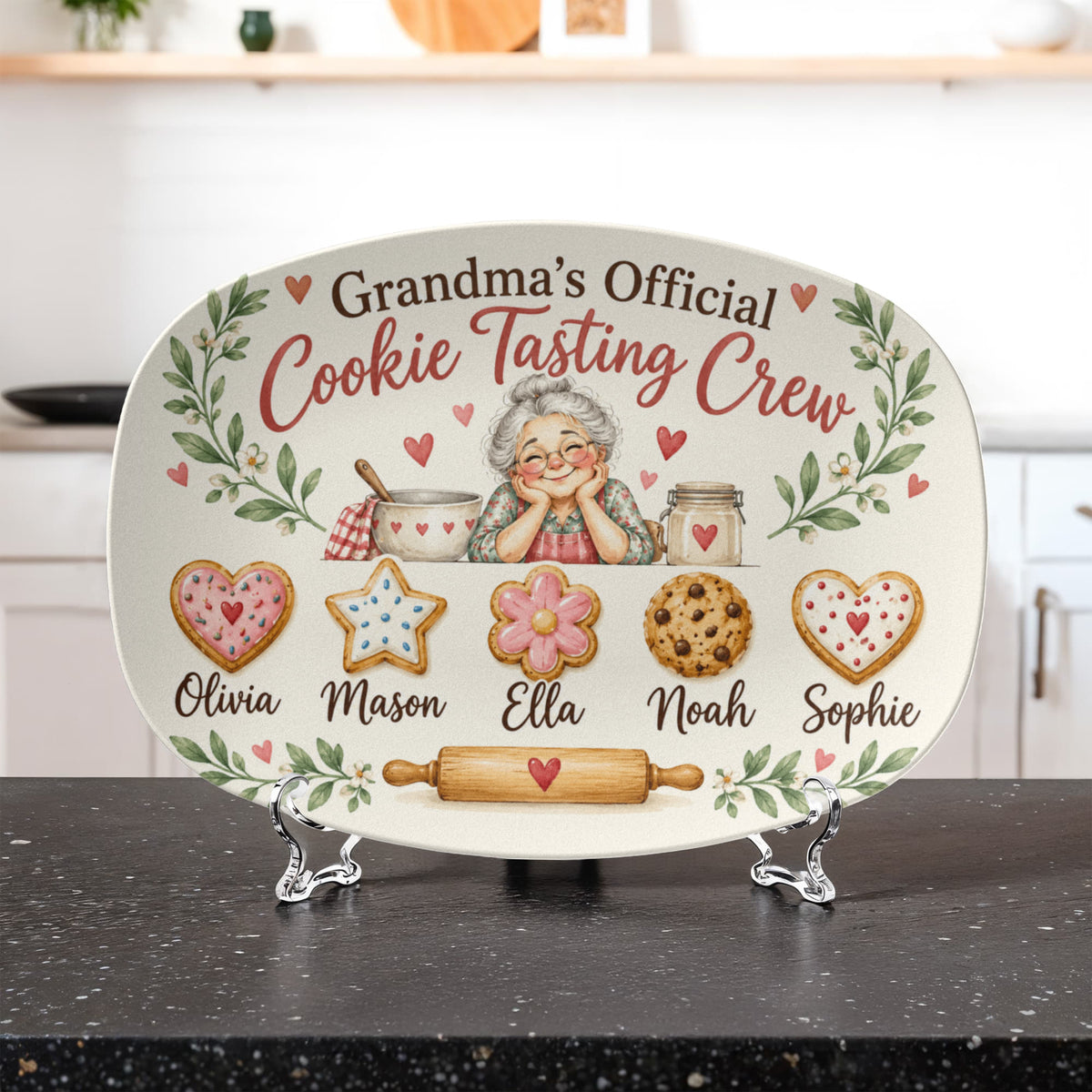 Personalized Grandma's Cookie Tasting Crew Platter – Custom Grandkids' Names