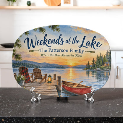 Personalized Lake House Serving Platter – Custom Family Name Cabin & Cottage Gift