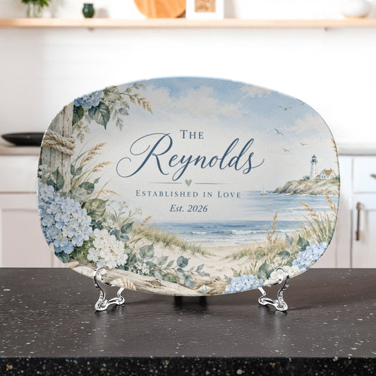 Personalized Coastal Family Name Serving Platter – Beach House, Wedding & Anniversary Gift