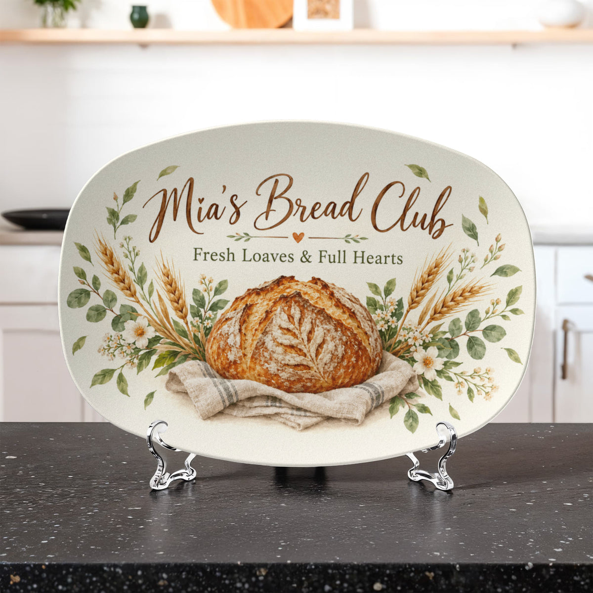Personalized Sourdough Bread Club Serving Platter – Custom Name Gift for Bread Bakers