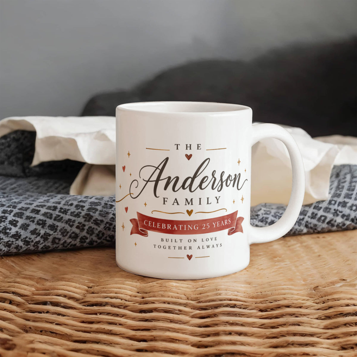Personalized Family Anniversary Mug – Because Two People Fell in Love, A Family Was Born