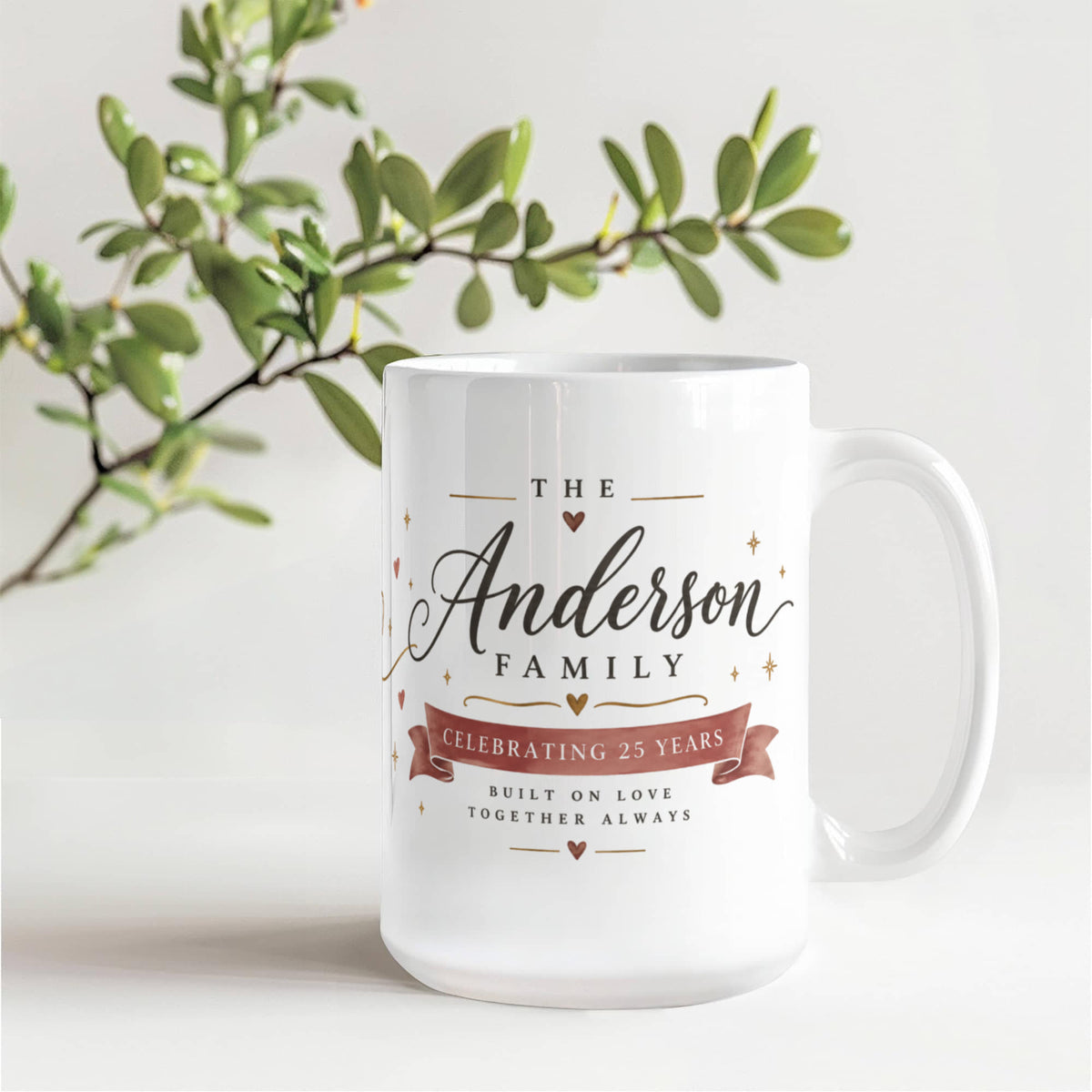 Personalized Family Anniversary Mug – Because Two People Fell in Love, A Family Was Born