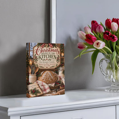 Personalized Christmas Kitchen Canvas – Custom Family Name & Year Holiday Baking Wall Art