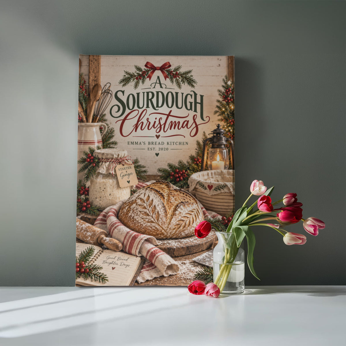 Personalized Sourdough Christmas Canvas – Custom Kitchen Wall Art
