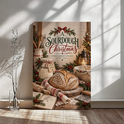 Personalized Sourdough Christmas Canvas – Custom Kitchen Wall Art