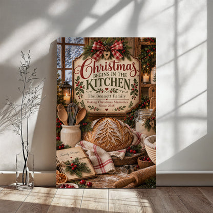 Personalized Christmas Kitchen Canvas – Custom Family Name & Year Holiday Baking Wall Art