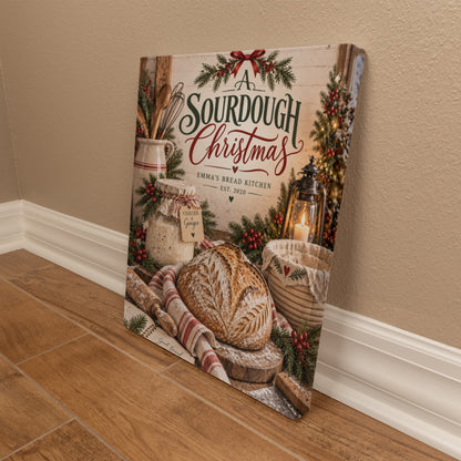 Personalized Sourdough Christmas Canvas – Custom Kitchen Wall Art