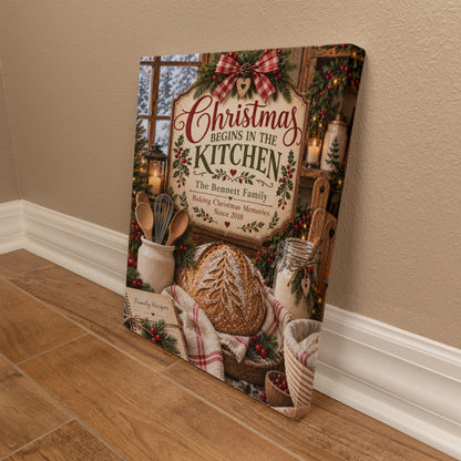 Personalized Christmas Kitchen Canvas – Custom Family Name & Year Holiday Baking Wall Art
