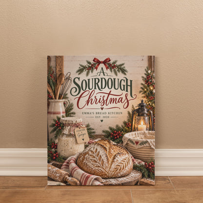 Personalized Sourdough Christmas Canvas – Custom Kitchen Wall Art