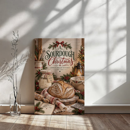 Personalized Sourdough Christmas Canvas – Custom Kitchen Wall Art