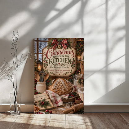 Personalized Christmas Kitchen Canvas – Custom Family Name & Year Holiday Baking Wall Art