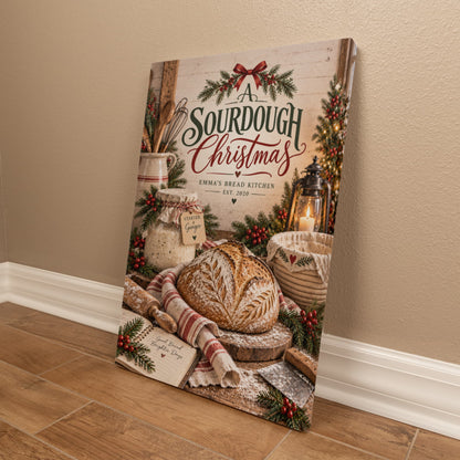Personalized Sourdough Christmas Canvas – Custom Kitchen Wall Art