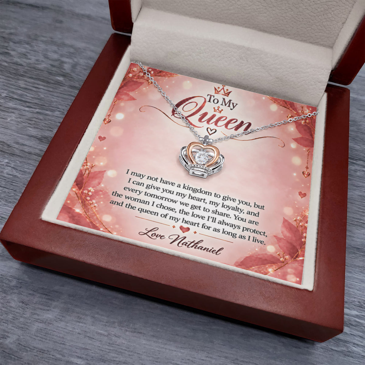 To My Queen Crown Necklace – Personalized Romantic Gift
