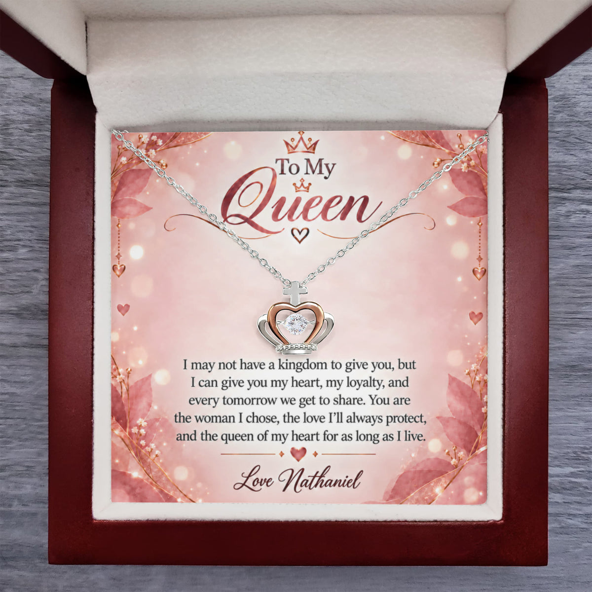 To My Queen Crown Necklace – Personalized Romantic Gift