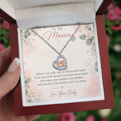 To My Mama – Before I Can Say I Love You Baby Feet Heart Necklace | Gift From Baby