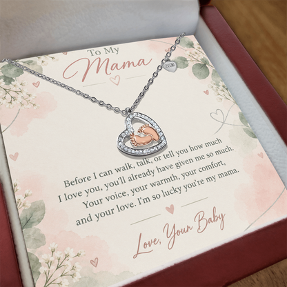 To My Mama – Before I Can Say I Love You Baby Feet Heart Necklace | Gift From Baby