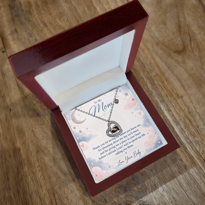 To My Mom – Loved Before We Met Baby Feet Heart Necklace | Gift for Expecting Mom From Baby