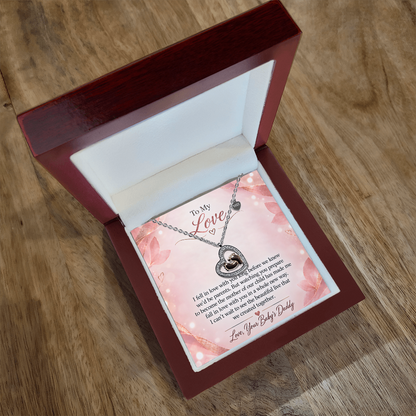 To My Love – Falling in Love With You All Over Again Baby Feet Heart Necklace | Pregnancy Gift From Dad-to-Be