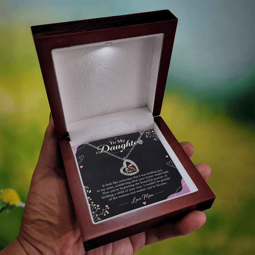 To My Daughter – Proud of the Mother You've Become Baby Feet Heart Necklace | Gift From Mom