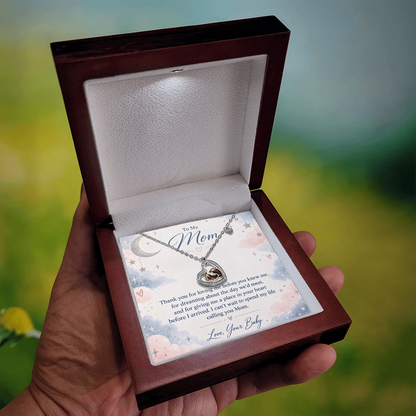 To My Mom – Loved Before We Met Baby Feet Heart Necklace | Gift for Expecting Mom From Baby