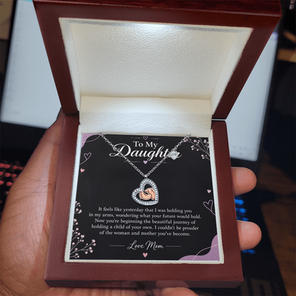 To My Daughter – Proud of the Mother You've Become Baby Feet Heart Necklace | Gift From Mom